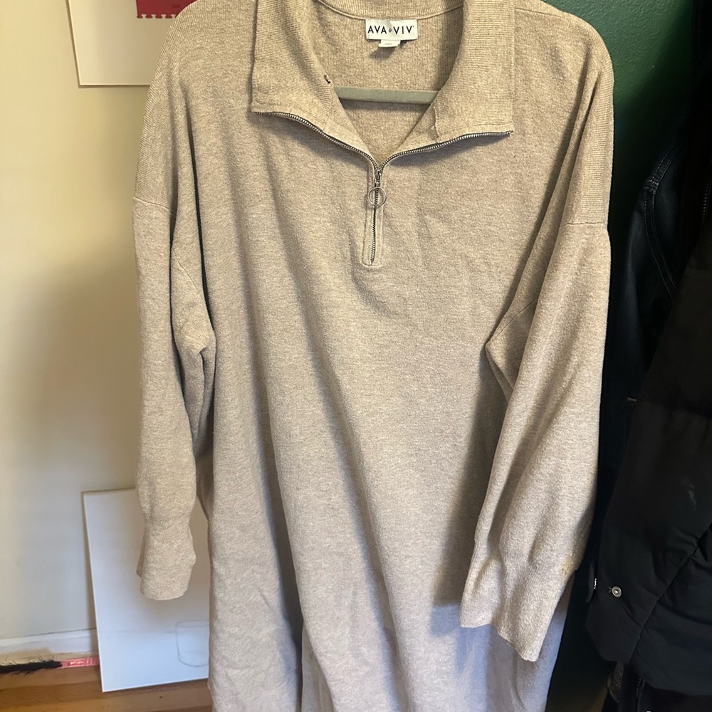 Ava & Viv Light Tan Quarter-Zip Pullover